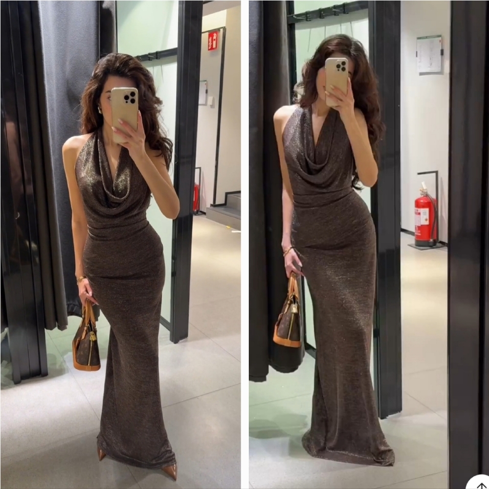 Zara Open Back Metalic Thread Dress - Picture 3 of 12